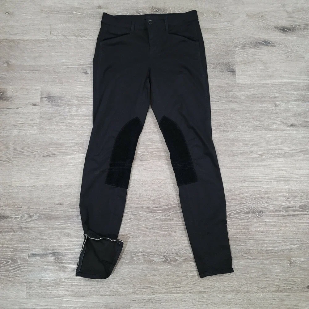 J Brand 27 Black Denim Jodhpur Skinny Jeans Ankle Zip Knee Patch‎ Equestrian